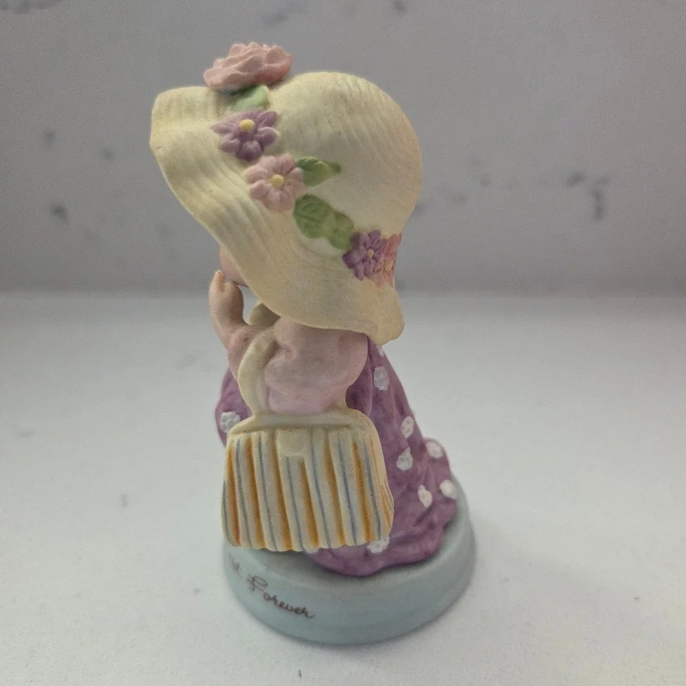 Cherished Moments Porcelain‎ Figurine Girl with Hat Purse Avon Vintage 1983